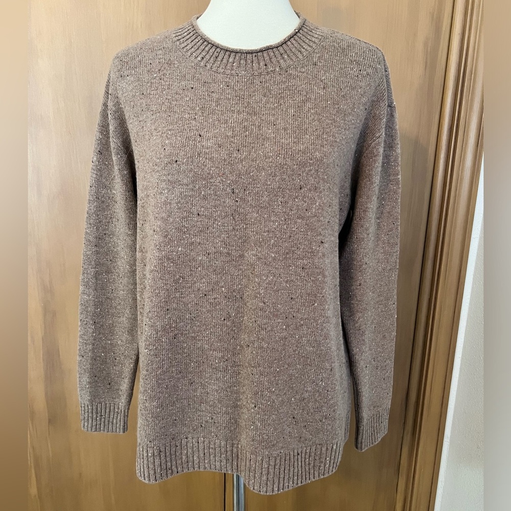 Lands' End Brown Speckled Crewneck Sweater
